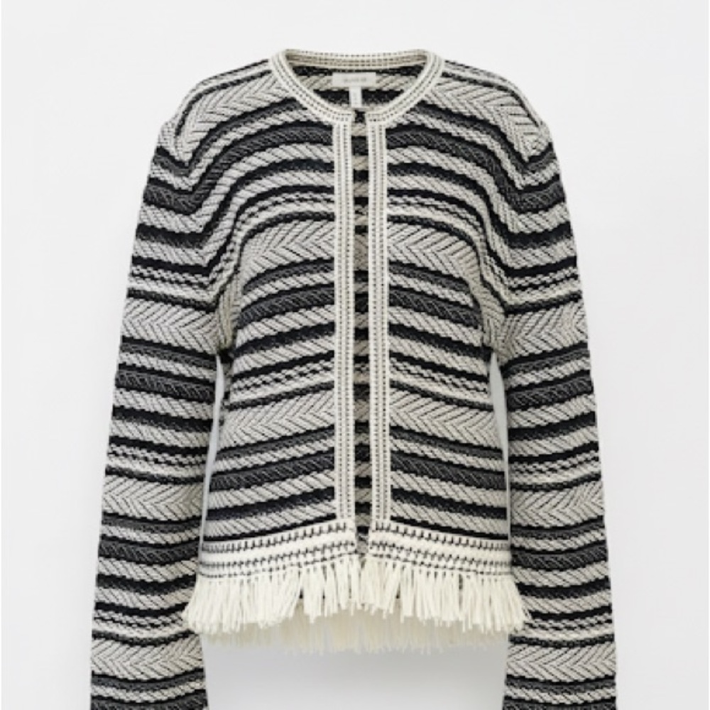 Tory Burch Chic Black and White Striped Cardigan